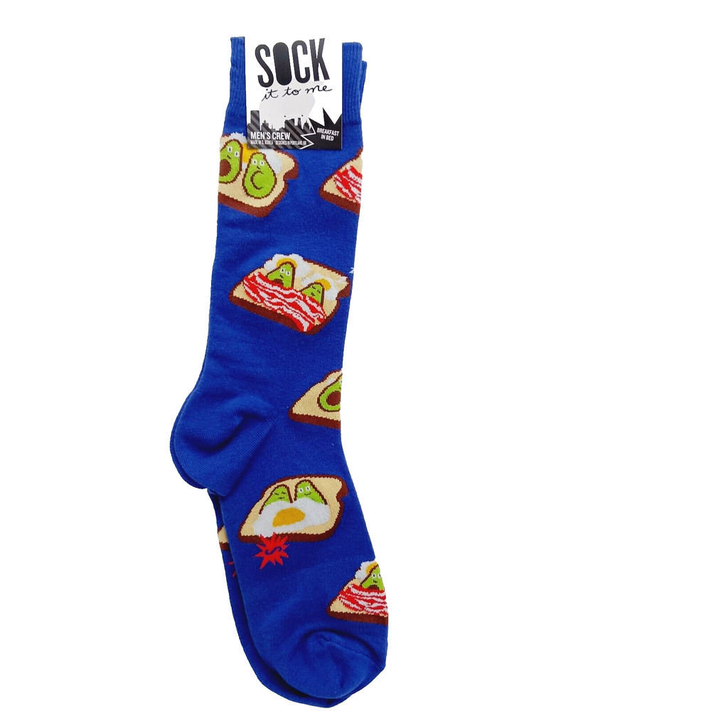 Sock It To Me Crew Men Women Avocado Toast Morning In Bed Blue Bacon NWT NEW